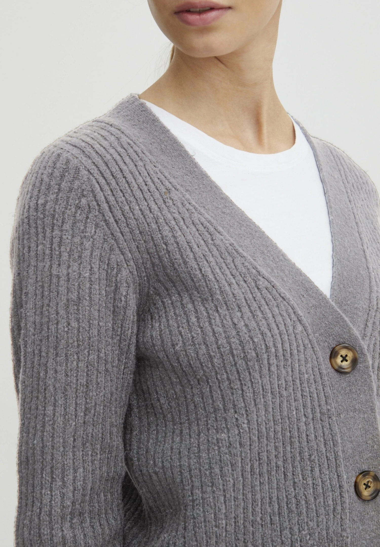 OXMO Oxnorene - Chaqueta De Punto - Mid Grey Melange 4 OXMO Oxnorene - Chaqueta De Punto - Mid Grey Melange - Imagen 4