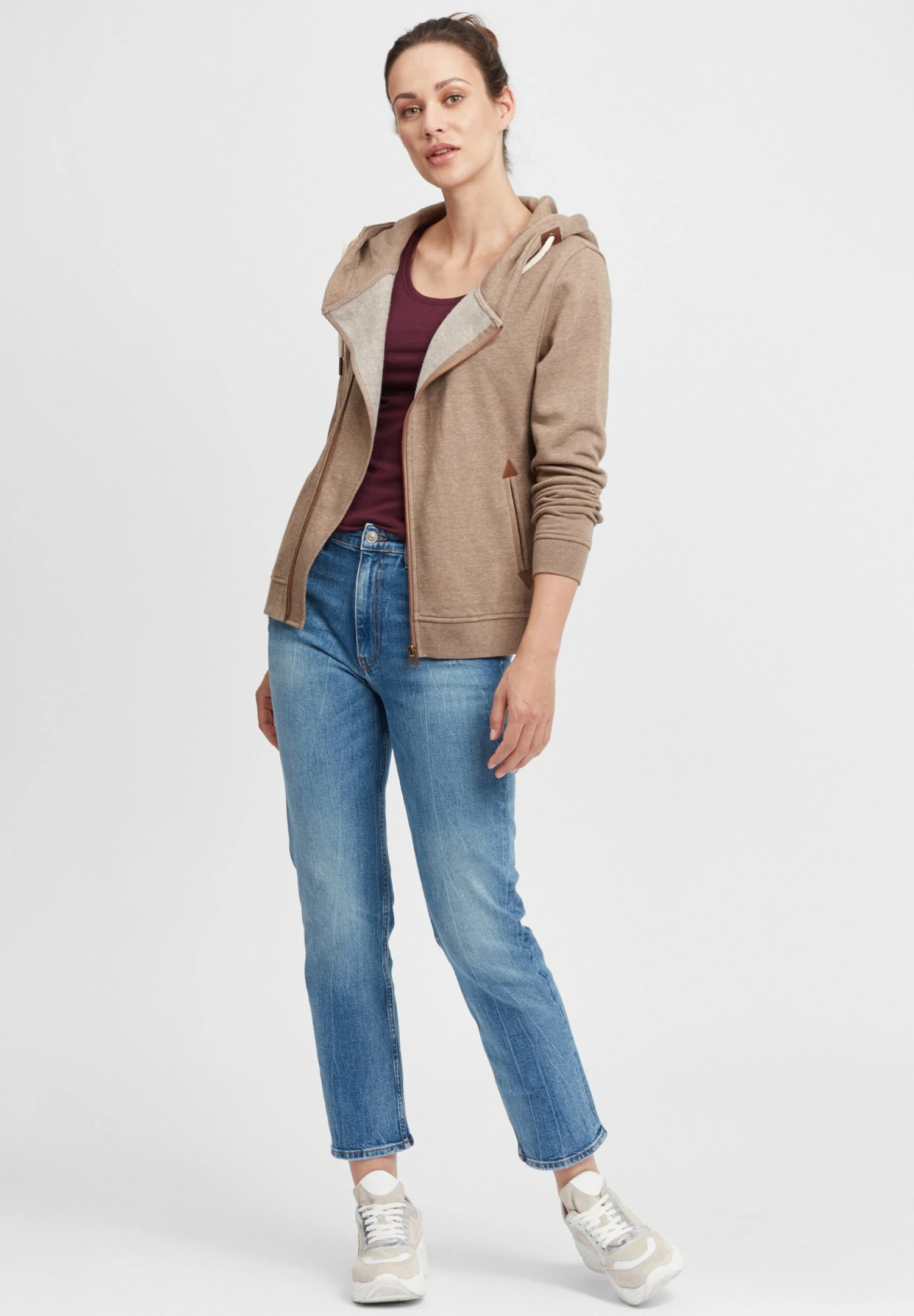 OXMO Oxvicky - Sudadera Con Cremallera - Sand Melan 2 OXMO Oxvicky - Sudadera Con Cremallera - Sand Melan - Imagen 2