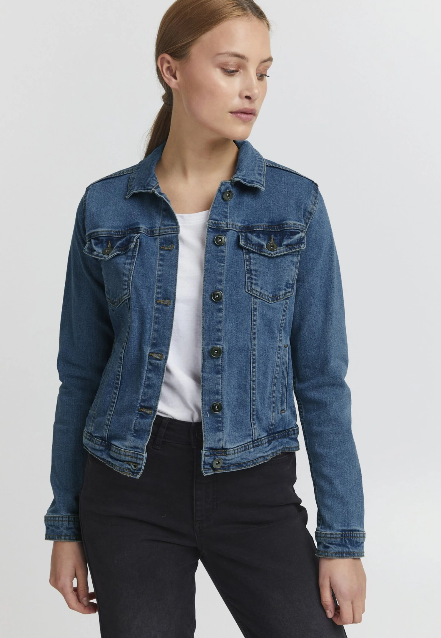 OXMO Oxfria - Chaqueta Vaquera - Mid Blue Denim 1 OXMO Oxfria - Chaqueta Vaquera - Mid Blue Denim