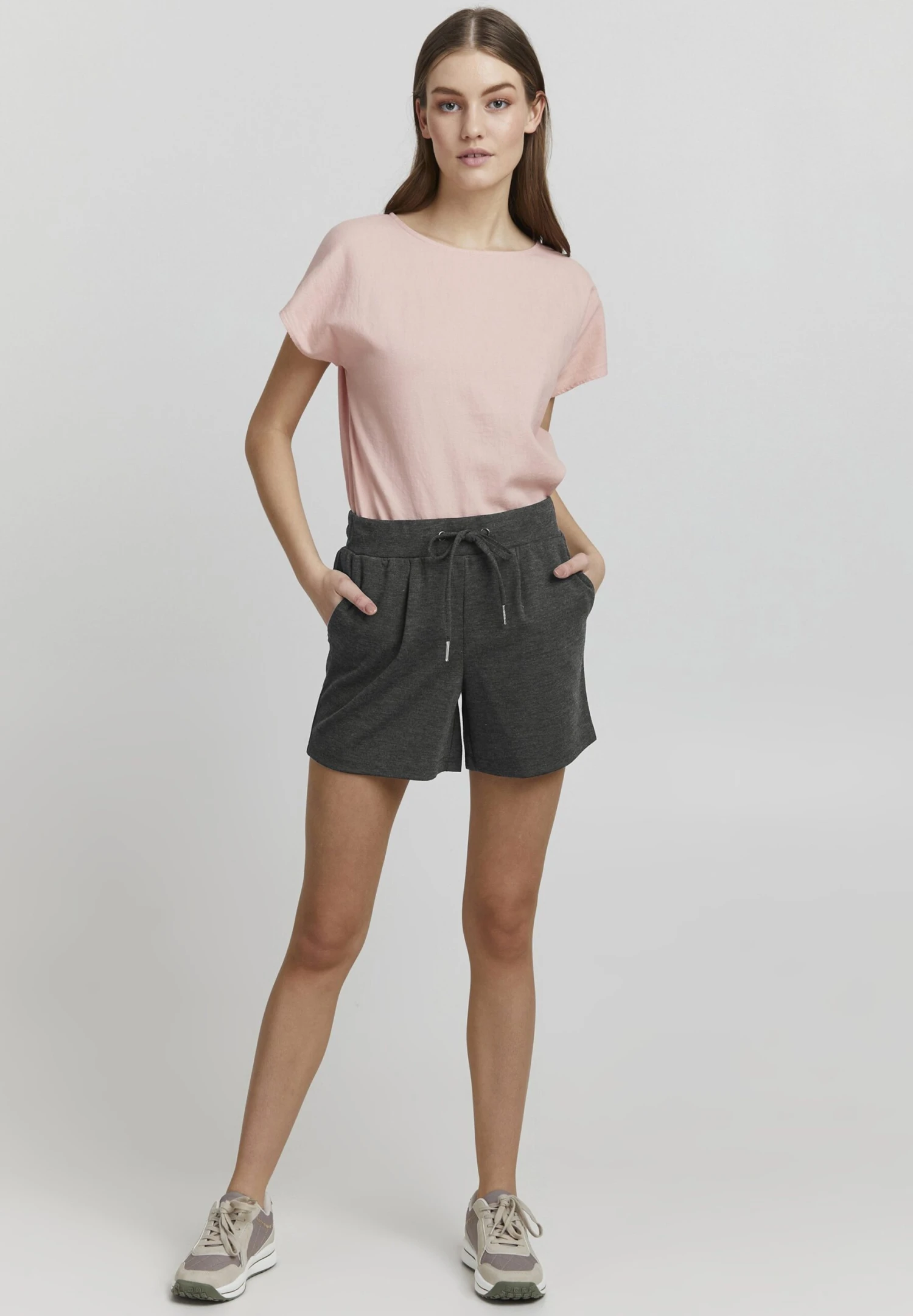 OXMO Annik - Shorts - Medium Grey Melange 2 OXMO Annik - Shorts - Medium Grey Melange - Imagen 2