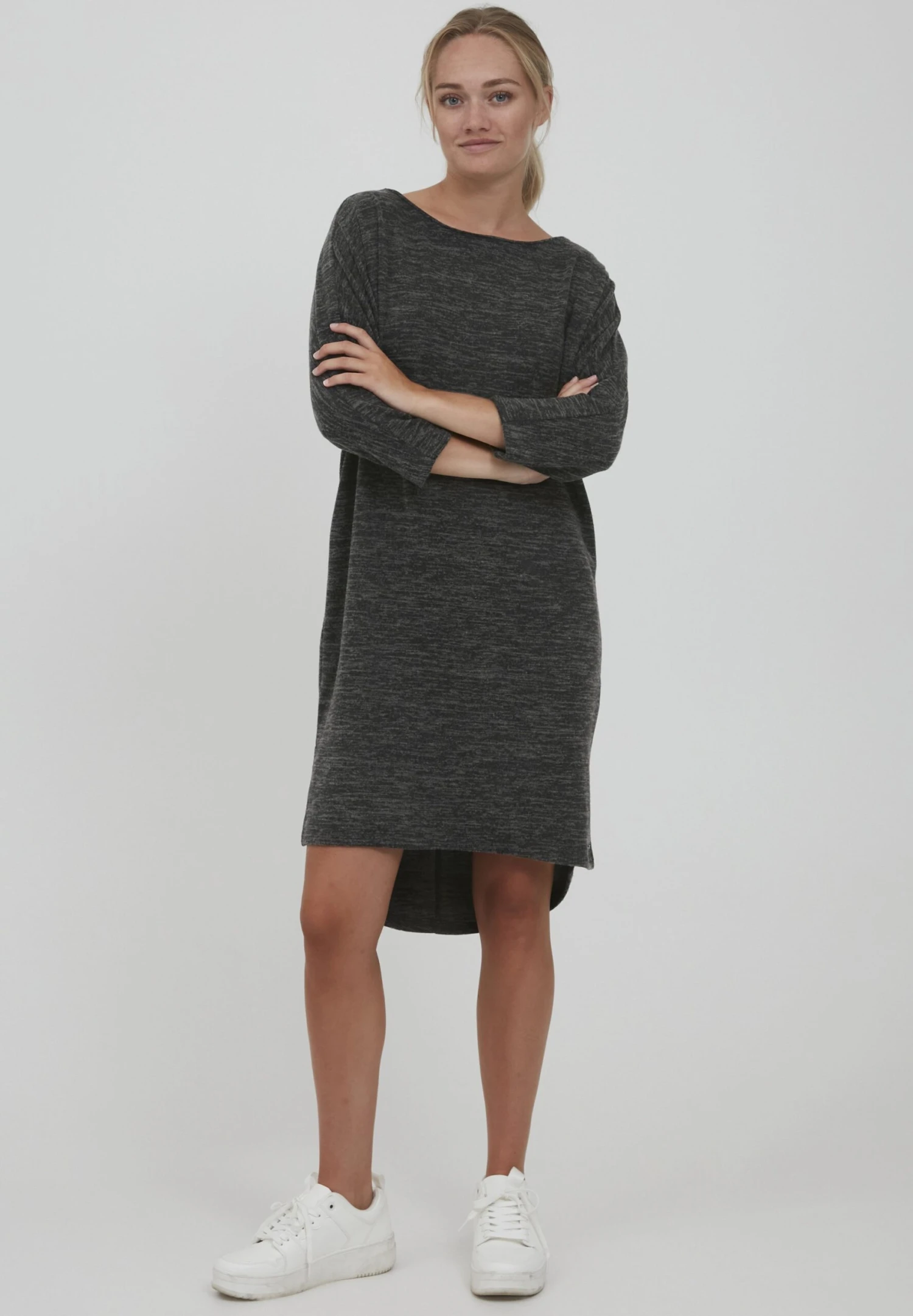 OXMO Oxbinala - Vestido De Punto - Dark Grey Melange 2 OXMO Oxbinala - Vestido De Punto - Dark Grey Melange - Imagen 2