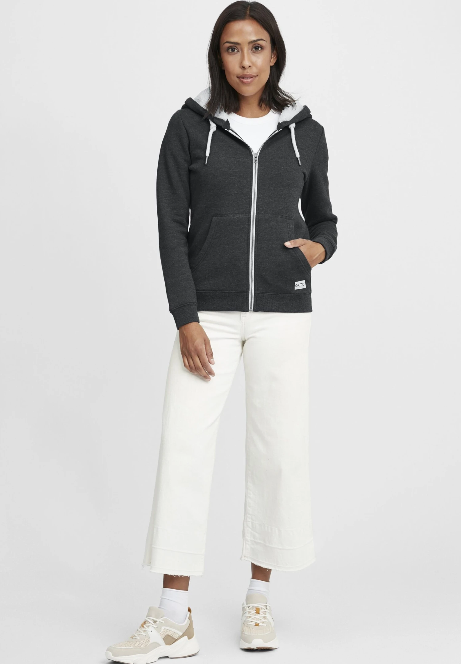 OXMO Oxbinja - Sudadera Con Cremallera - Dark Grey Melange 2 OXMO Oxbinja - Sudadera Con Cremallera - Dark Grey Melange - Imagen 2