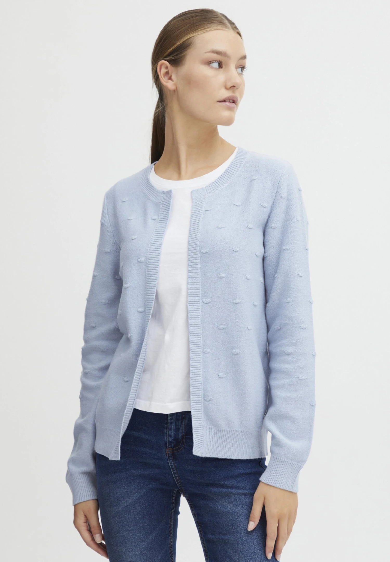 OXMO Oxkalotta - Chaqueta De Punto - Brunnera Blue 1 OXMO Oxkalotta - Chaqueta De Punto - Brunnera Blue