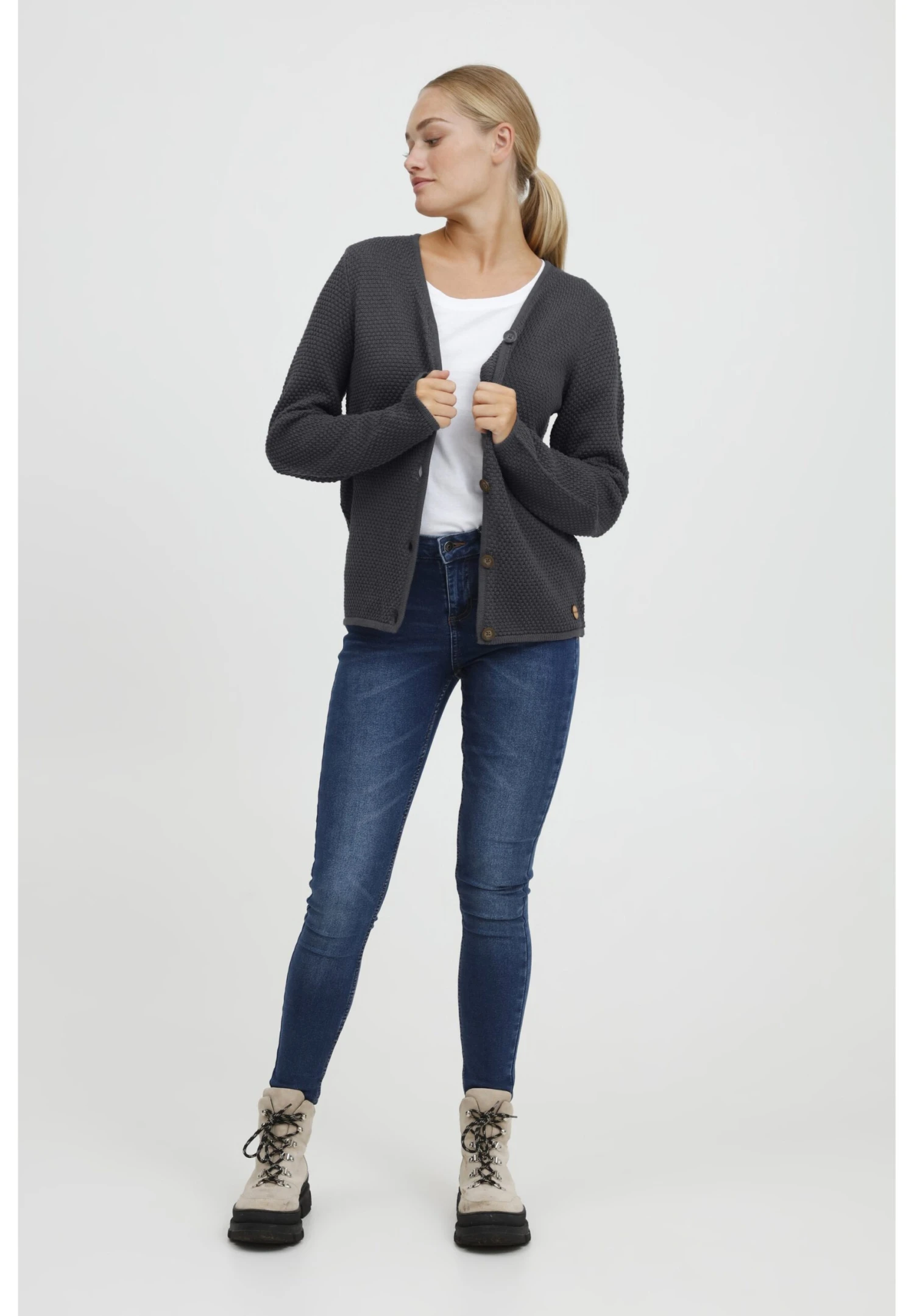 OXMO Oxhelga - Chaqueta De Punto - Pewter 2 OXMO Oxhelga - Chaqueta De Punto - Pewter - Imagen 2