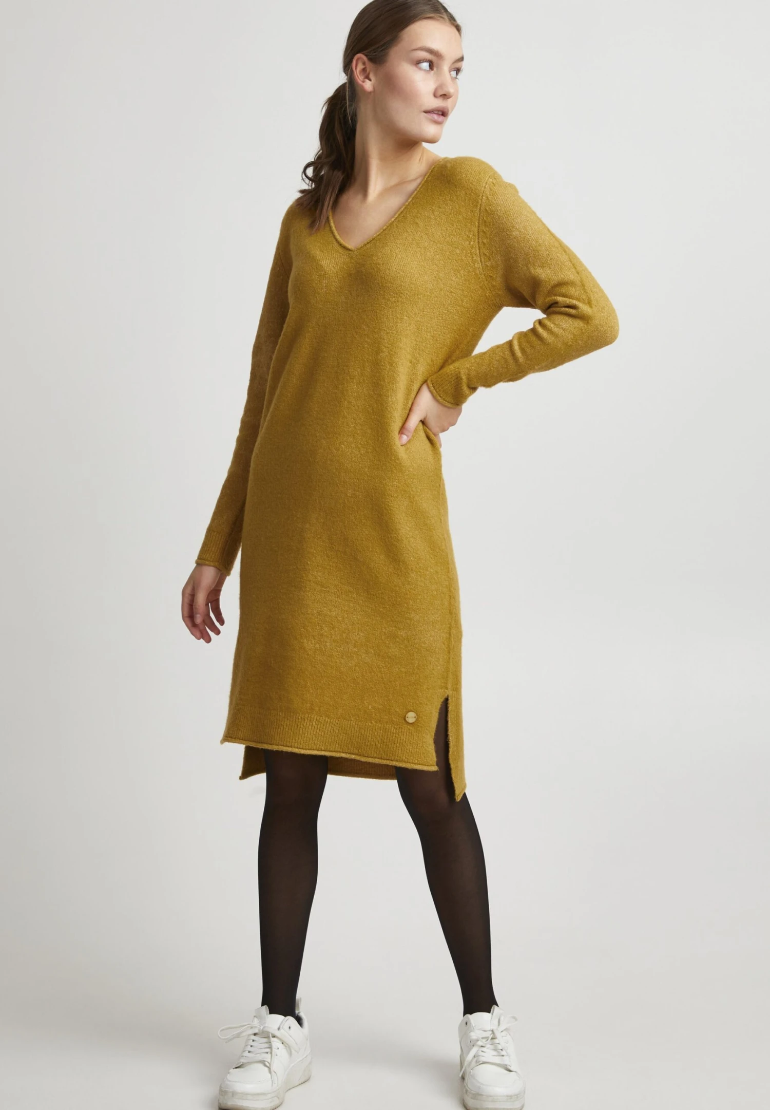 OXMO Oxida - Vestido De Punto - Honey Mustard Melange 2 OXMO Oxida - Vestido De Punto - Honey Mustard Melange - Imagen 2