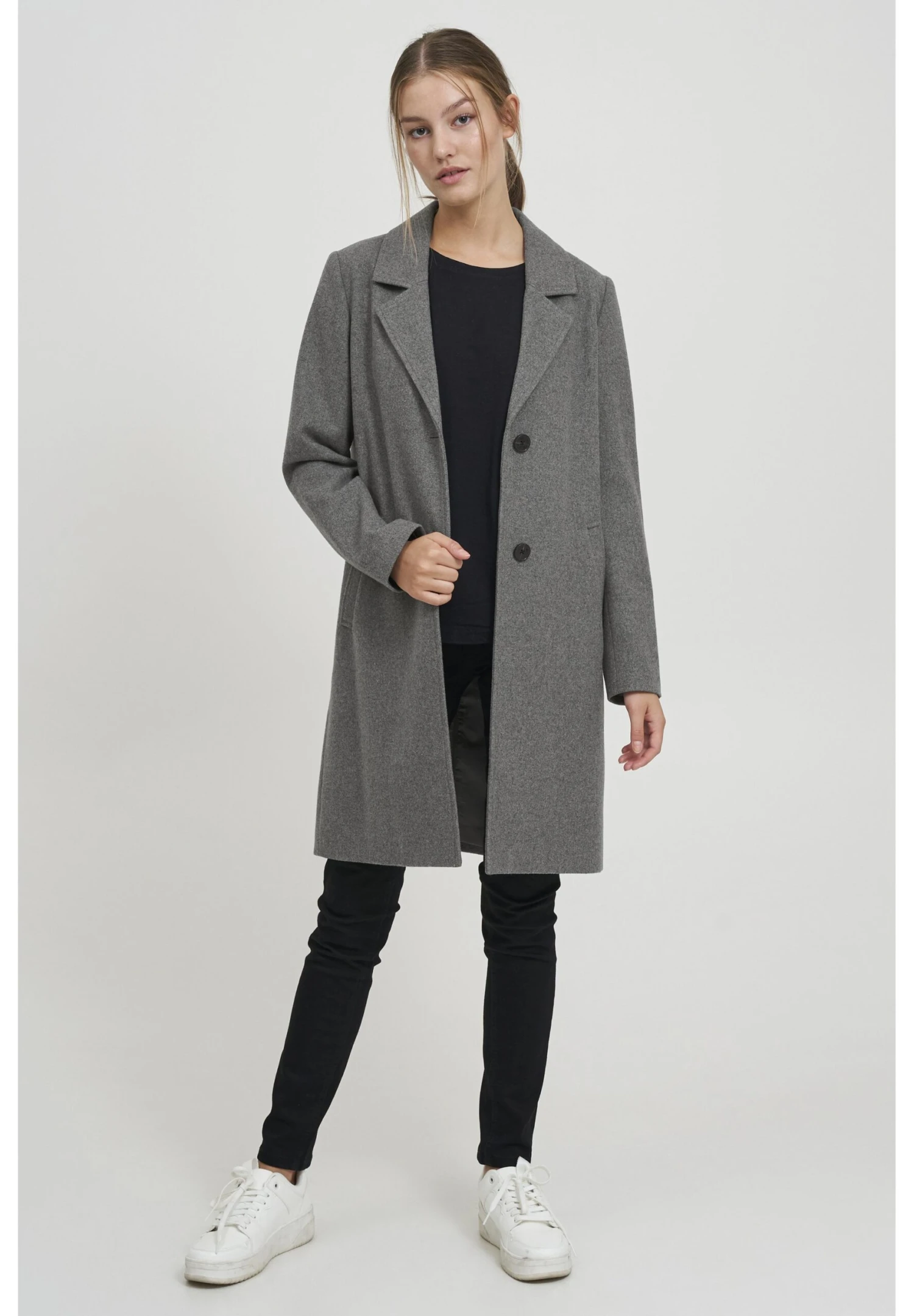 OXMO Oxneta - Abrigo Clásico - Medium Grey Melange 2 OXMO Oxneta - Abrigo Clásico - Medium Grey Melange - Imagen 2