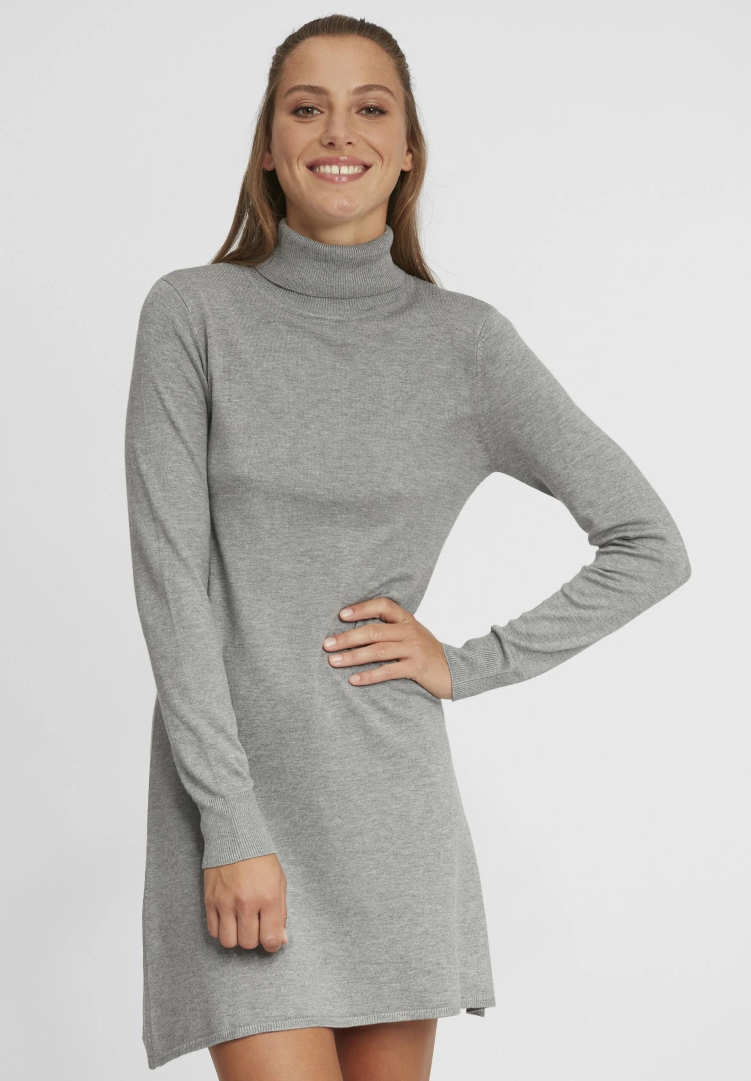 OXMO Oxwinala - Vestido De Punto - Medium Grey Melange 1 OXMO Oxwinala - Vestido De Punto - Medium Grey Melange