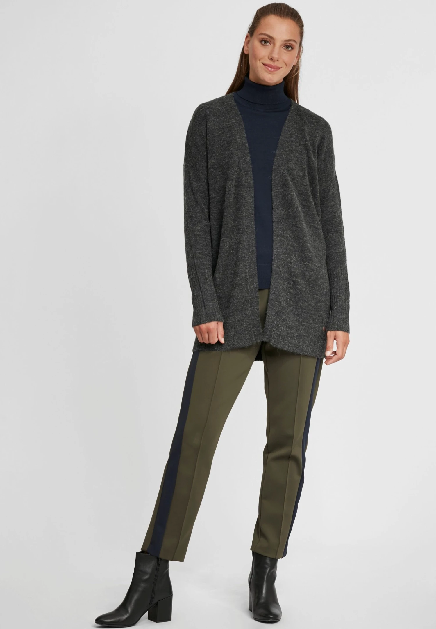 OXMO Oxgisele - Chaqueta De Punto - Dark Grey Melange 2 OXMO Oxgisele - Chaqueta De Punto - Dark Grey Melange - Imagen 2