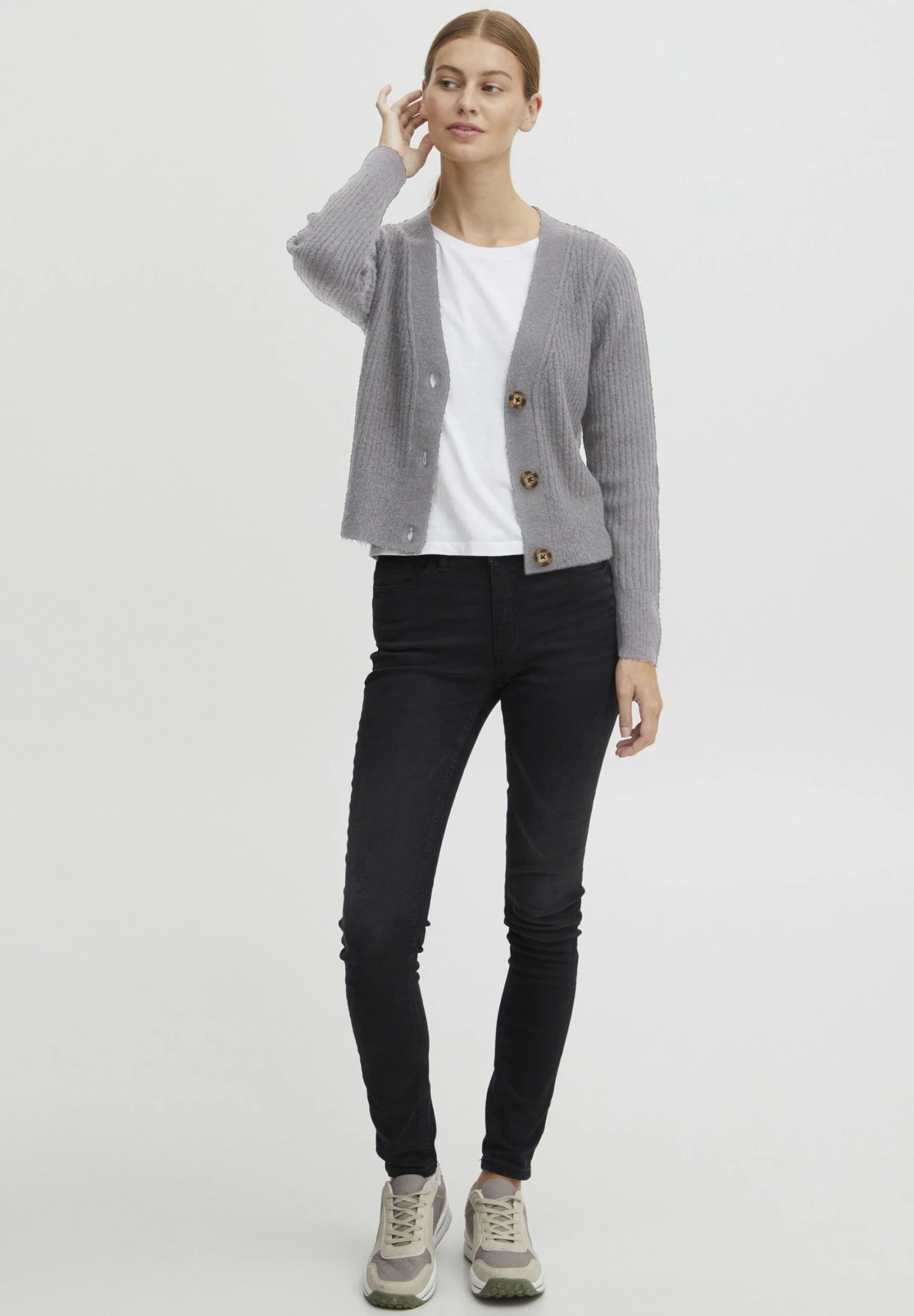 OXMO Oxnorene - Chaqueta De Punto - Mid Grey Melange 2 OXMO Oxnorene - Chaqueta De Punto - Mid Grey Melange - Imagen 2